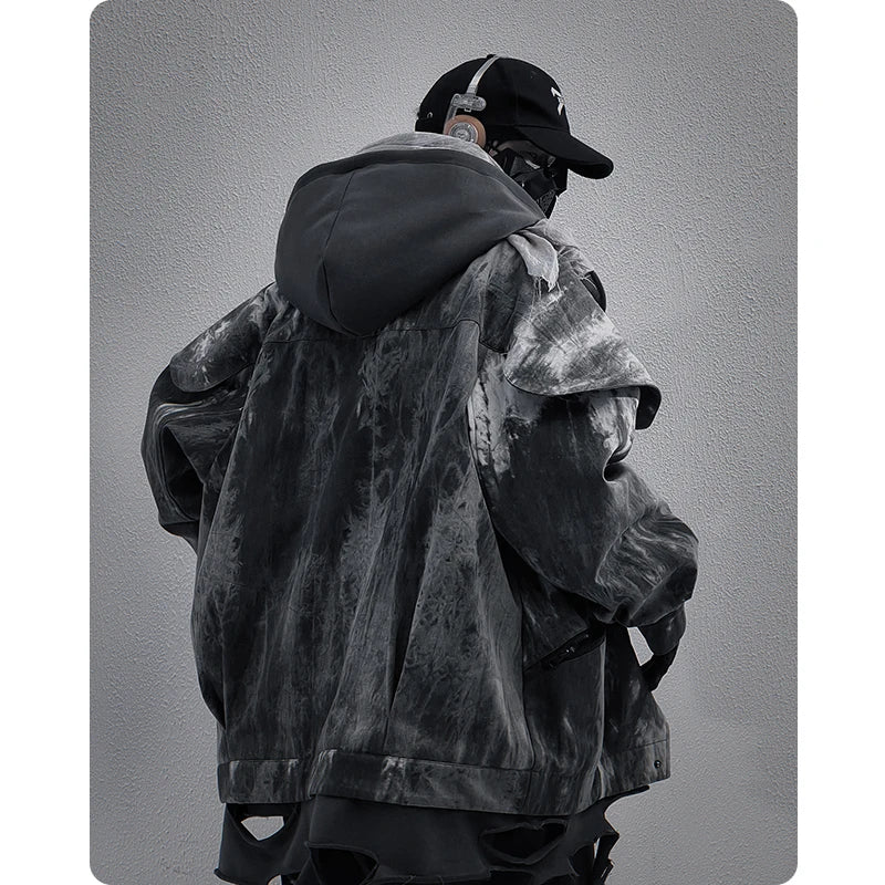 Chaqueta Cargo Táctica Techwear Efecto Dos Piezas Cortavientos Oversize Unisex