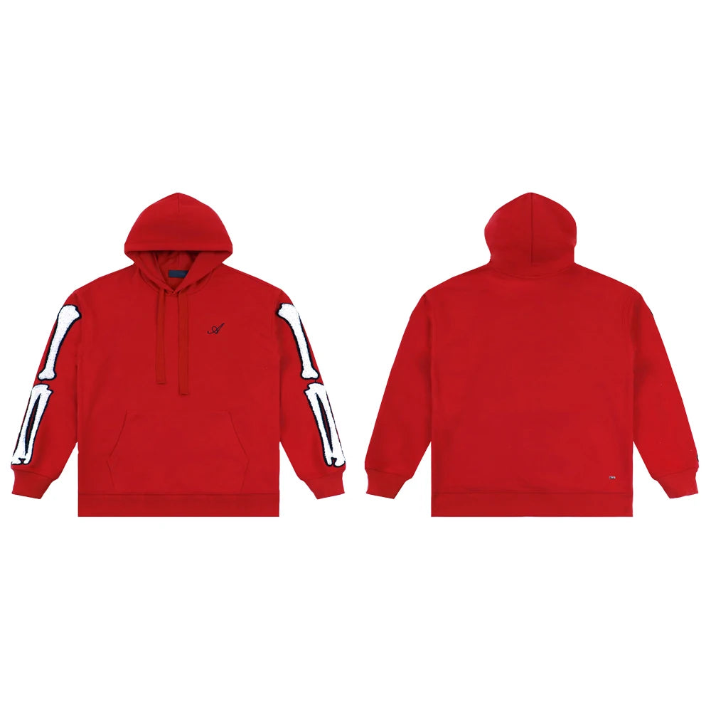 Sudadera con Capucha Bordada de Calavera de Algodón para Hombre