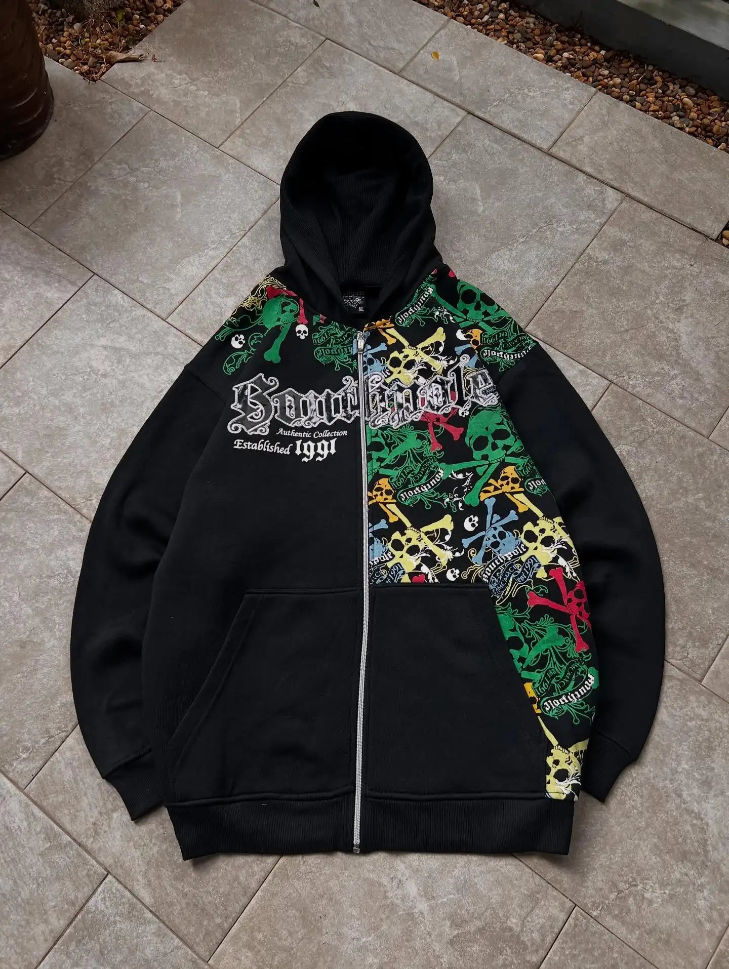 Sudadera con Capucha Y2K Estampado Explosiones Grafiti Hip Hop Cremallera Oversize Hombre