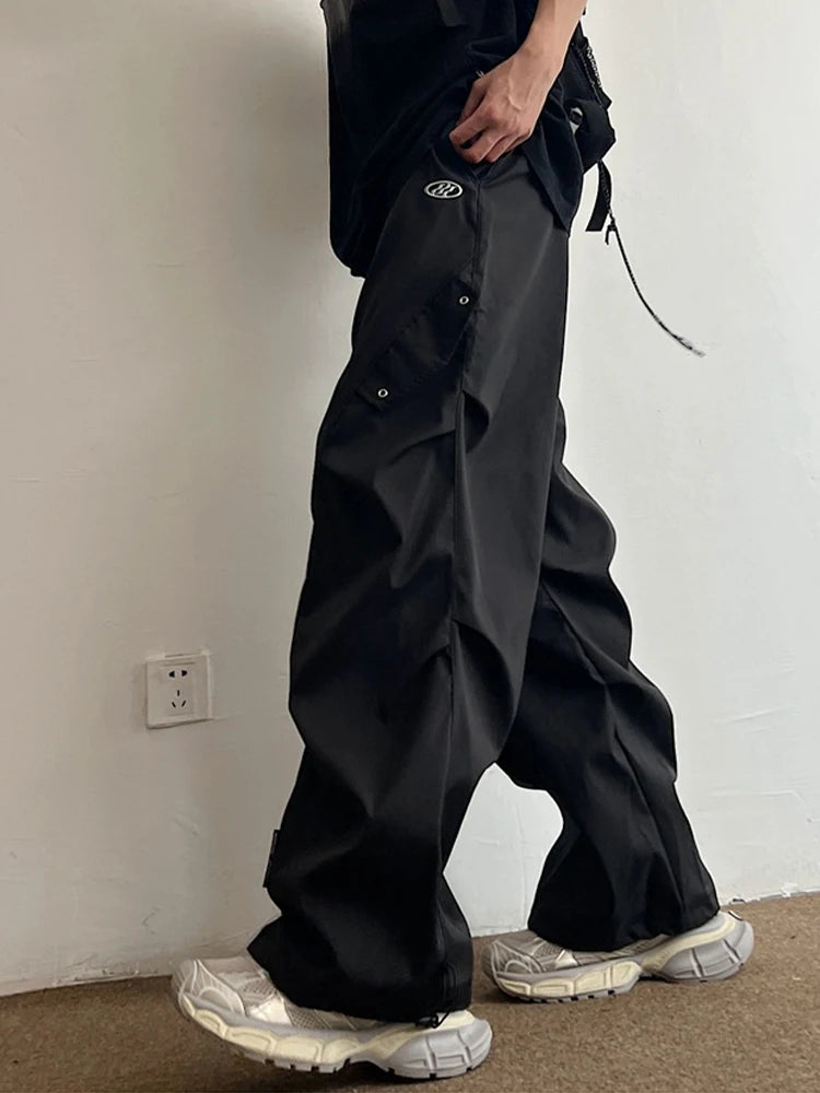 Pantalones Cargo Paracaídas Techwear Hombre Pierna Ancha Secado Rápido Streetwear Sueltos Oversize
