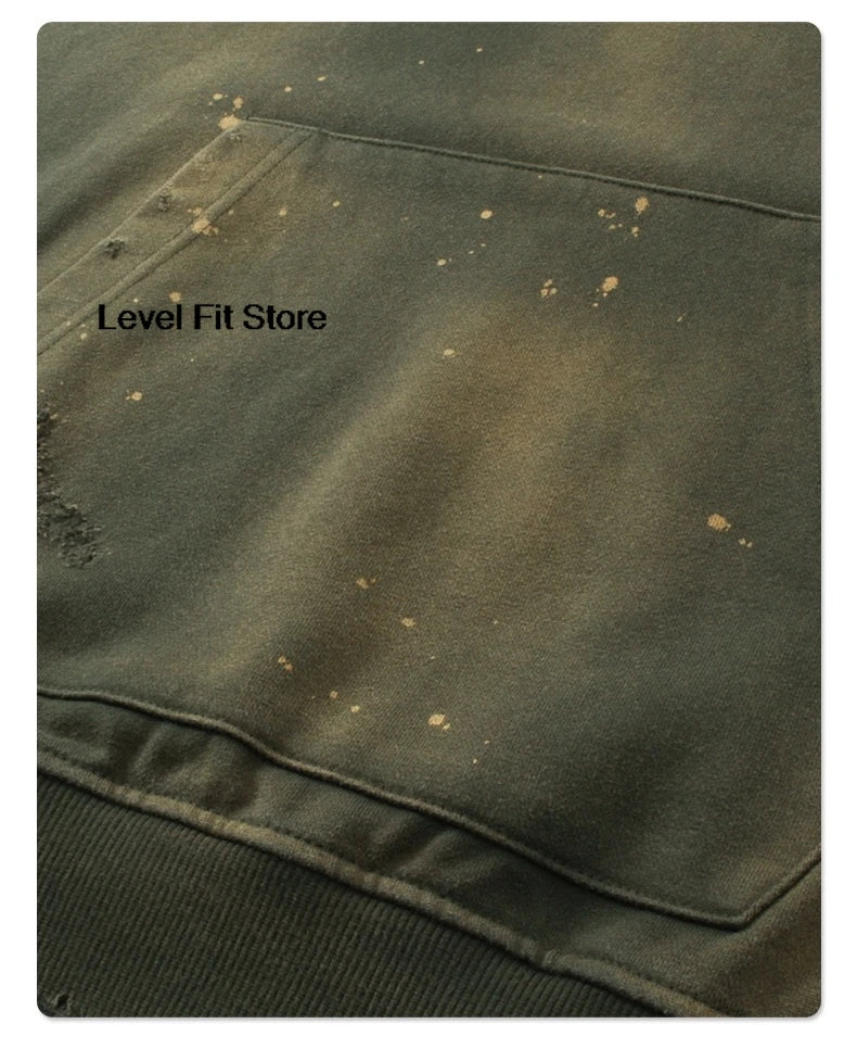 Sudadera con Capucha Estampada Retro Lavada Unisex