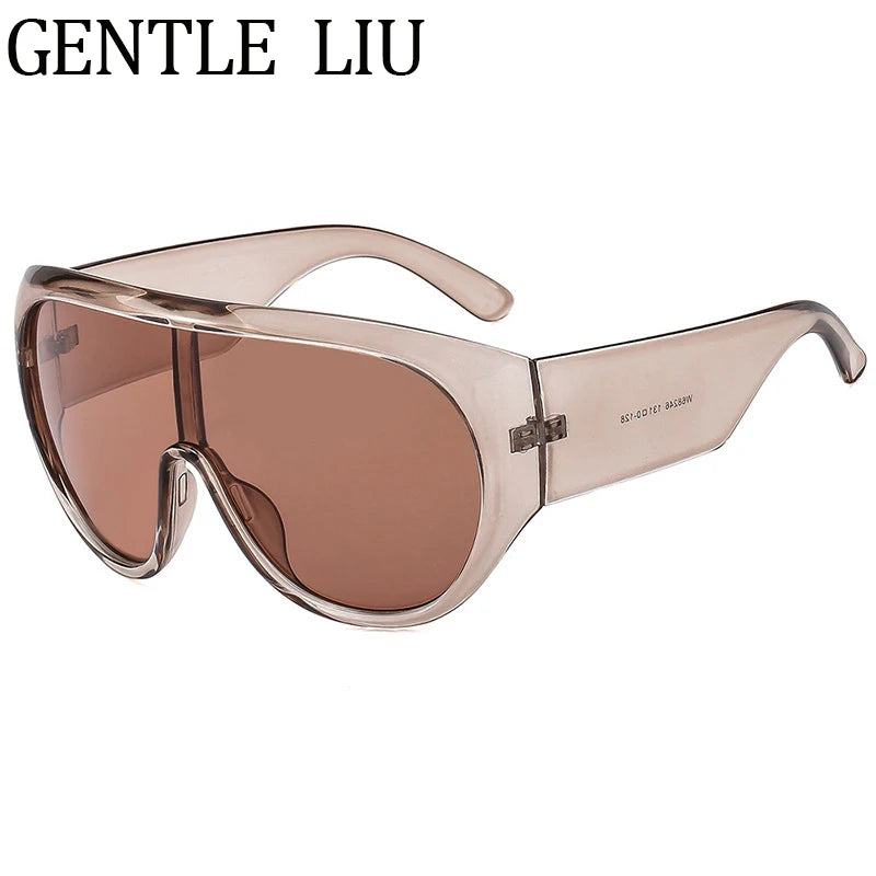 Gafas de Sol Unisex Oversize Máscara Futurista Visera Una Pieza Steampunk Marco Grande