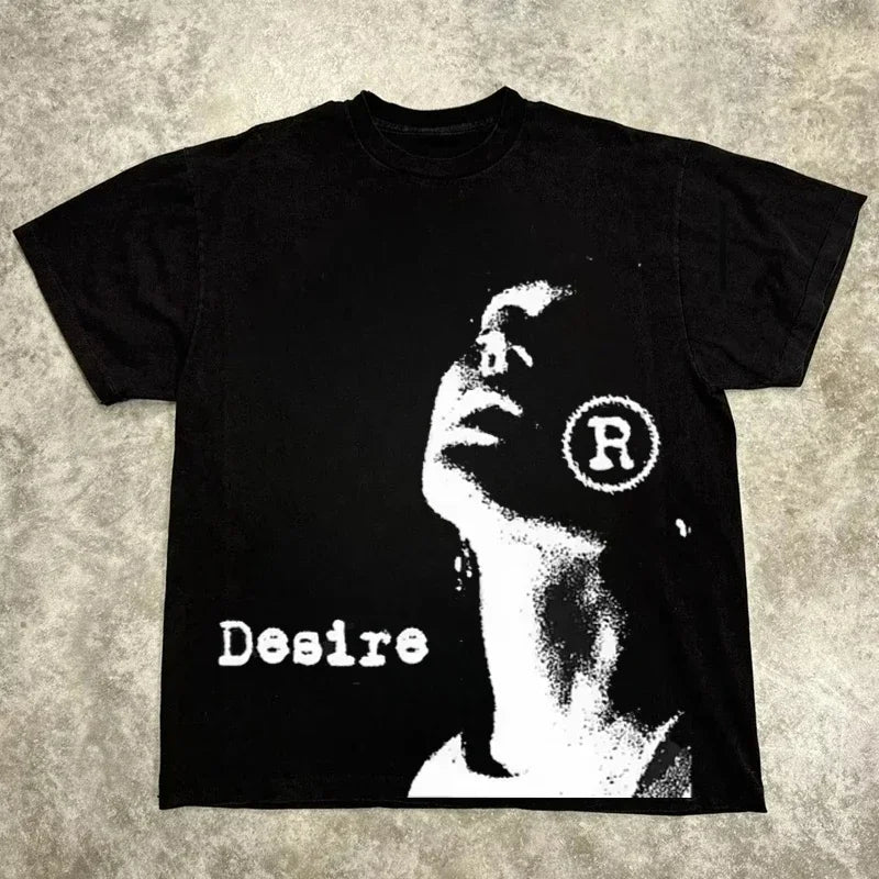 Camiseta Estampada Geométrica de Algodón Unisex