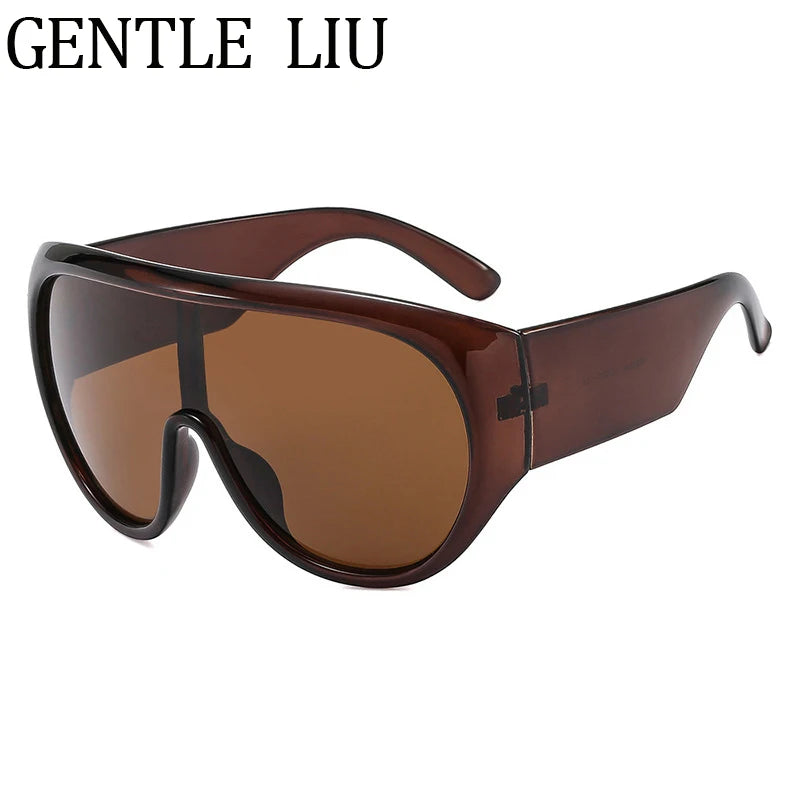 Gafas de Sol Unisex Oversize Máscara Futurista Visera Una Pieza Steampunk Marco Grande