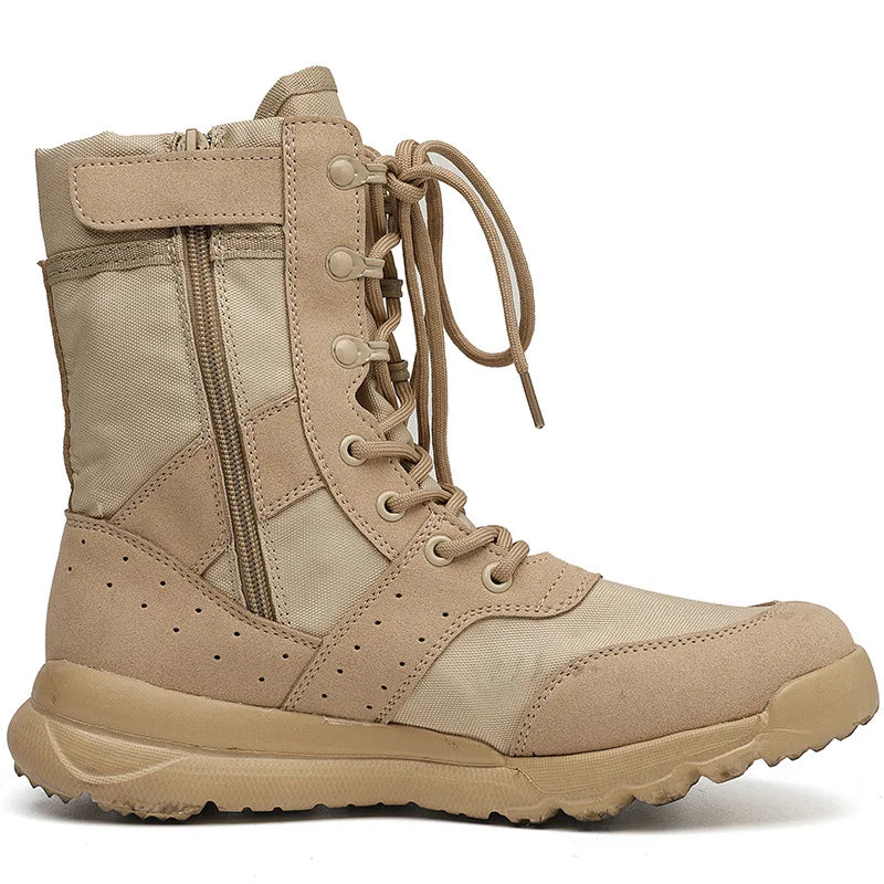 Botas Tácticas Unisex Ultraligeras con Cremallera Combate Senderismo Verano Transpirables