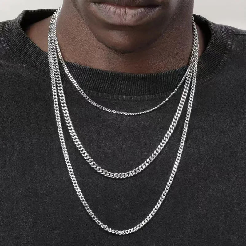 Collar Cubano Hip Hop de Acero Inoxidable Unisex para Fiesta