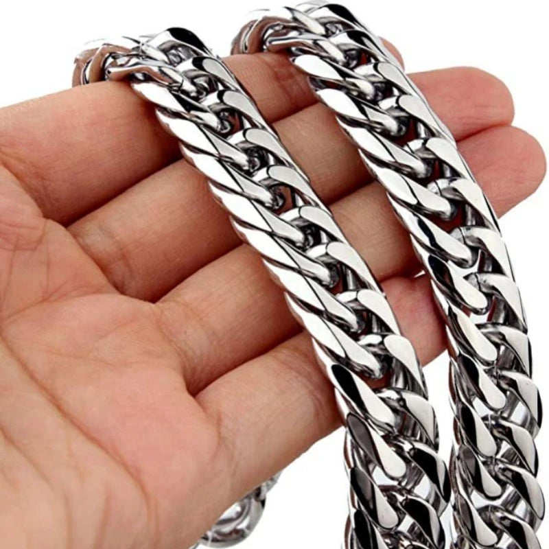 Collar de Eslabones Cubanos de Acero Inoxidable para Hombre Grueso y Pesado Punk Rock 8-14MM