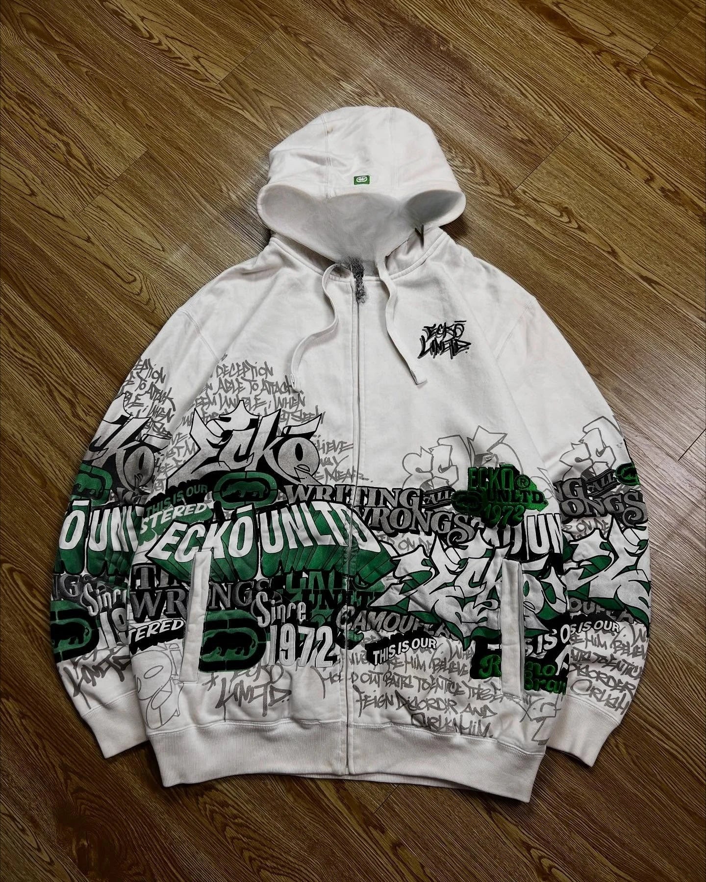 Sudadera con Capucha Y2K Estampado Explosiones Grafiti Hip Hop Cremallera Oversize Hombre