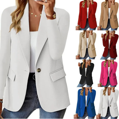 Blazer Oversize Mujer Botón Simple Solapa Manga Larga Sólido Casual Elegante Suelto