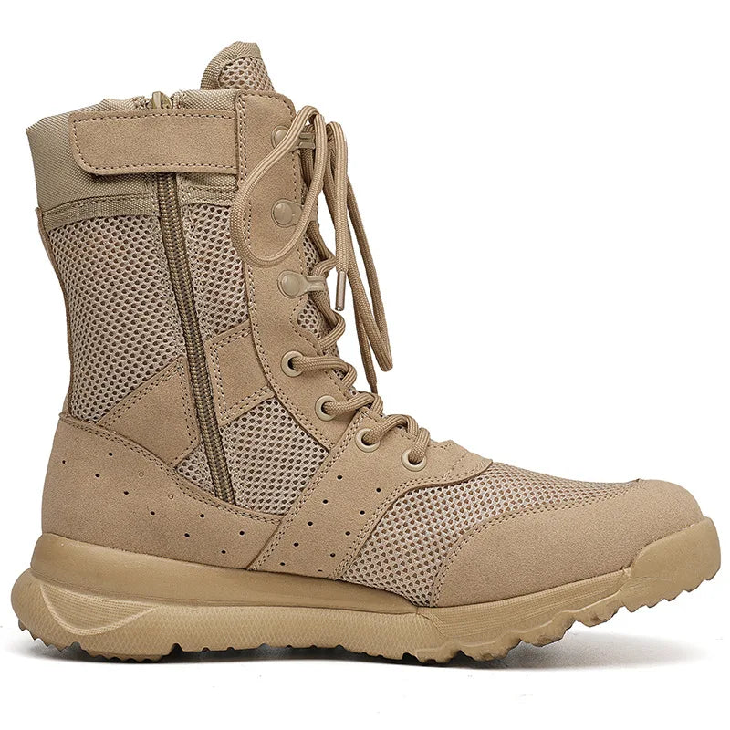 Botas Tácticas Unisex Ultraligeras con Cremallera Combate Senderismo Verano Transpirables