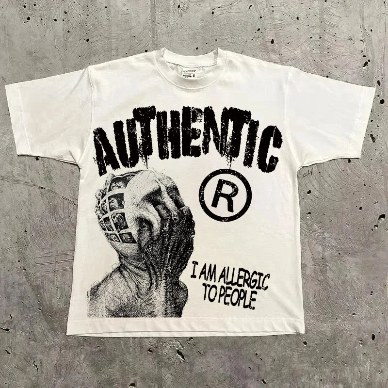 Camiseta Estampada Geométrica de Algodón Unisex
