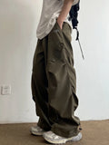 Pantalones Cargo Paracaídas Techwear Hombre Pierna Ancha Secado Rápido Streetwear Sueltos Oversize