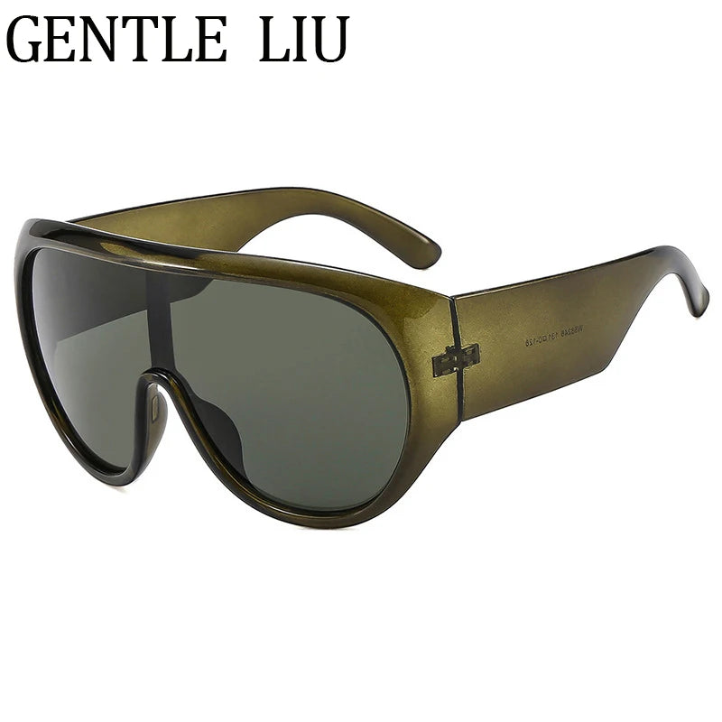 Gafas de Sol Unisex Oversize Máscara Futurista Visera Una Pieza Steampunk Marco Grande