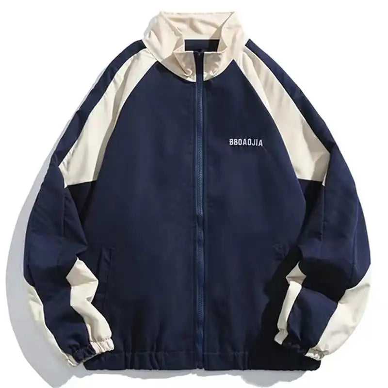 Chaqueta Universitaria Estilo Hip Hop con Parches de Algodón para Hombre