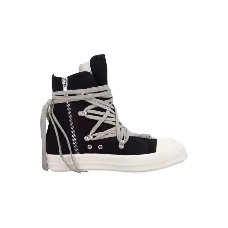 Zapatillas de Lona Casuales con Cremallera y Cordones para Hombre y Mujer