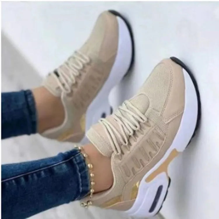 Zapatillas Deportivas Mujer Malla Transpirable Plataforma Cordones Casual Verano