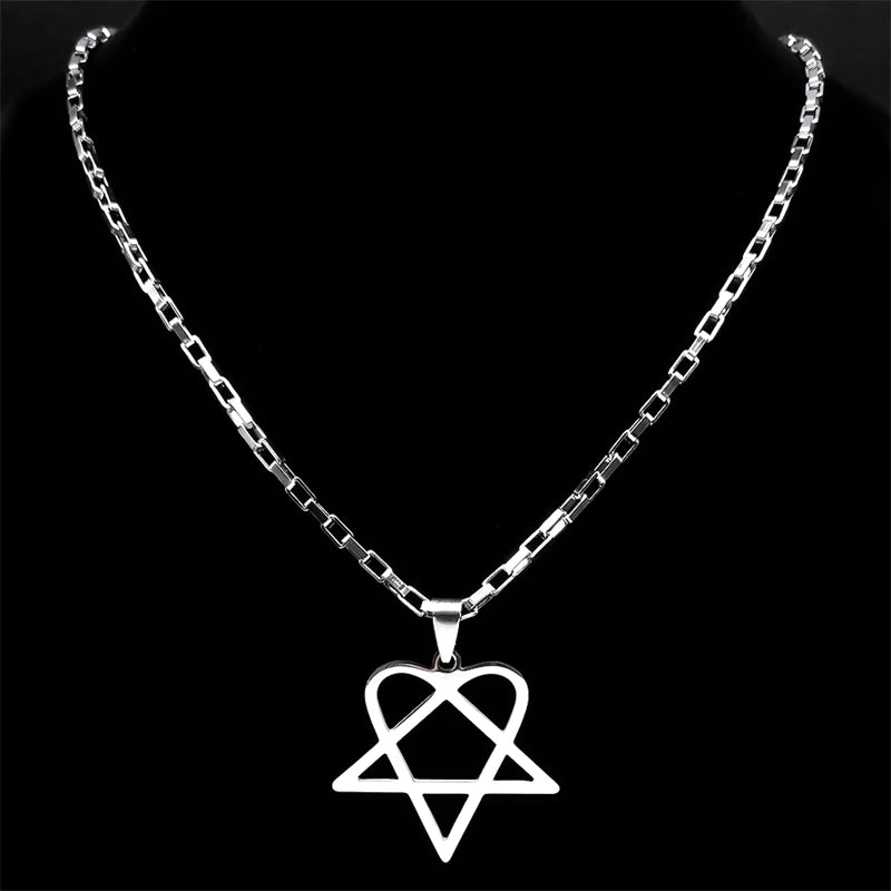 Collar Colgante Unisex Corazón Estrella Acero Inoxidable Y2K Música Rock Gótico Punk