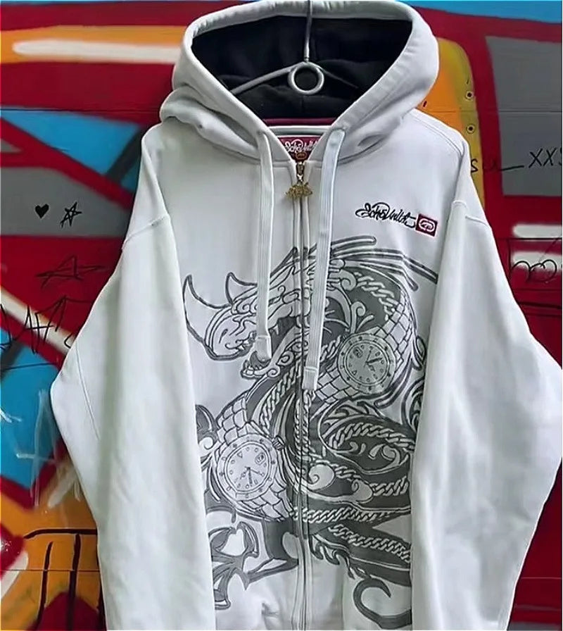 Sudadera con Capucha Gótica Estampado Calavera Ojo Oscuro Oversize Unisex