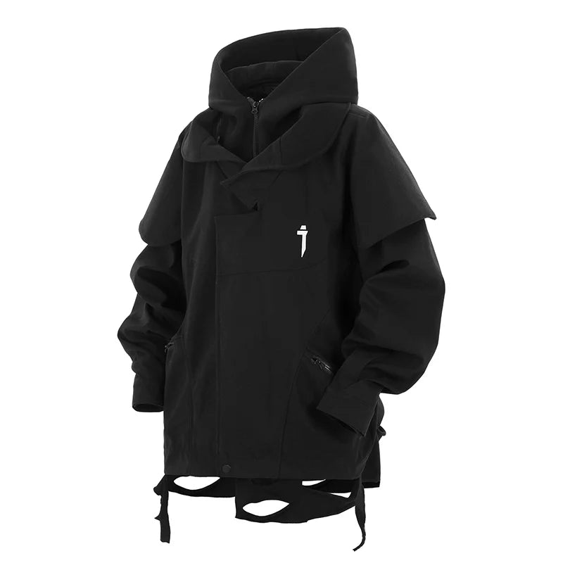 Chaqueta Cargo Táctica Techwear Efecto Dos Piezas Cortavientos Oversize Unisex