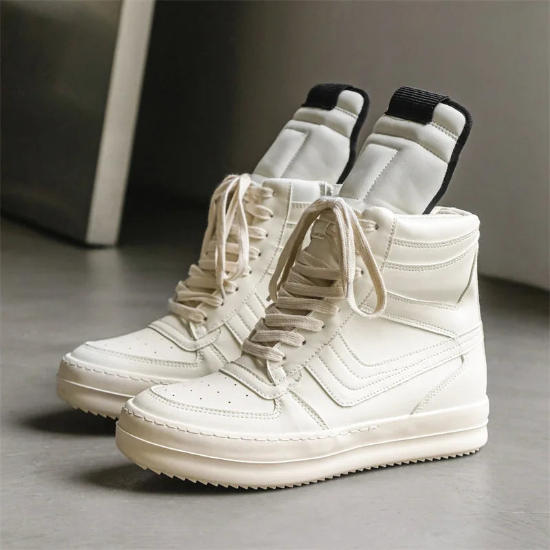 Zapatillas Deportivas Altas de Cuero con Cordones para Hombre