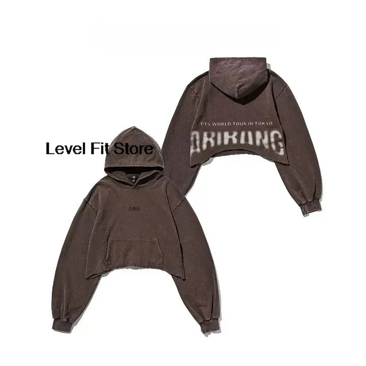 Sudadera con Capucha Estampada Retro Lavada Unisex