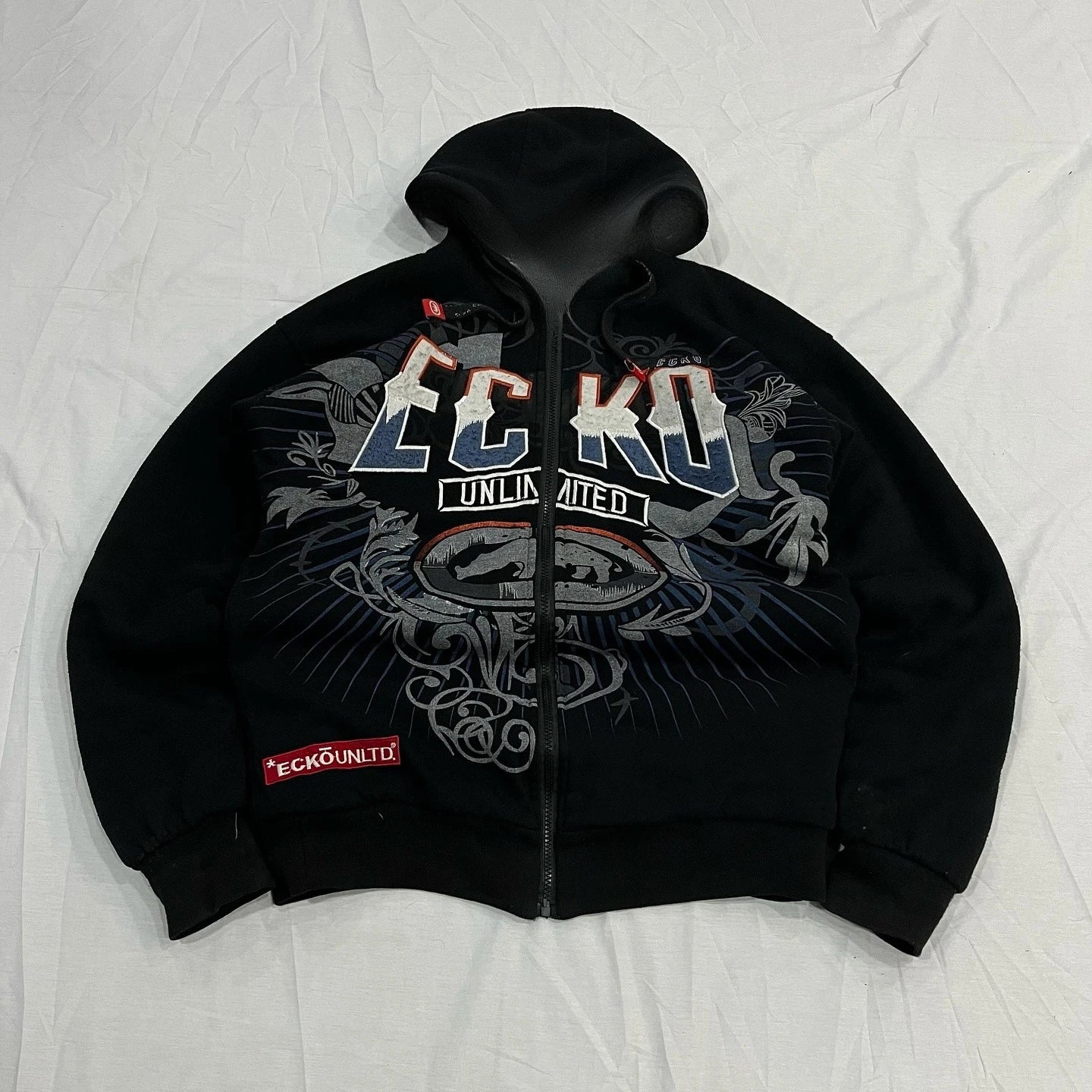 Sudadera con Capucha Y2K Estampado Explosiones Grafiti Hip Hop Cremallera Oversize Hombre
