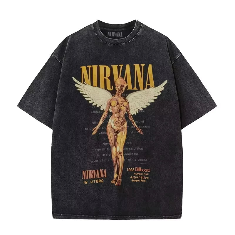 Camiseta Estampada Retro de Algodón Unisex