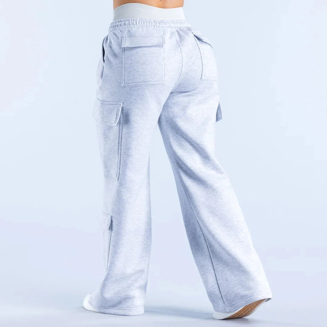 Pantalones Cargo Mujer Pierna Ancha Cintura Elástica Bolsillos Grandes Casual Y2K