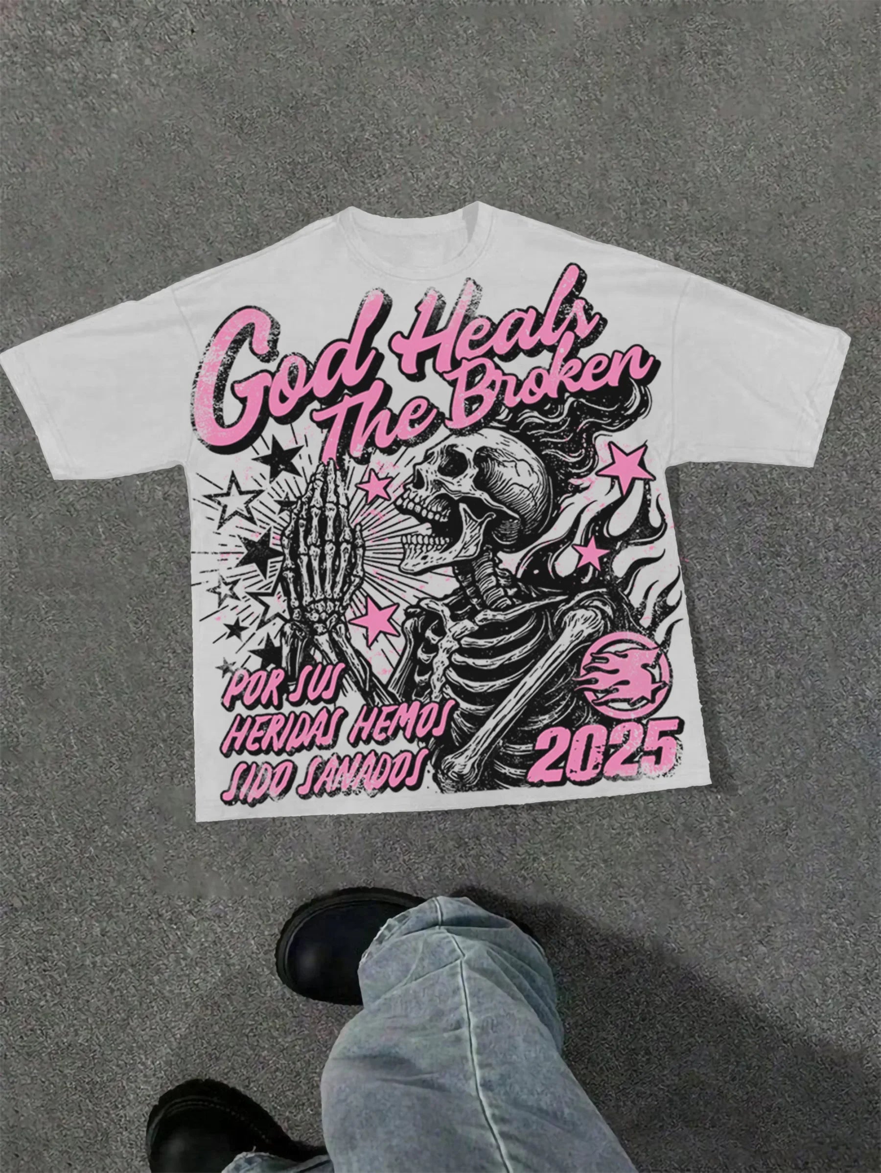 Camiseta Estampada Geométrica de Algodón Unisex