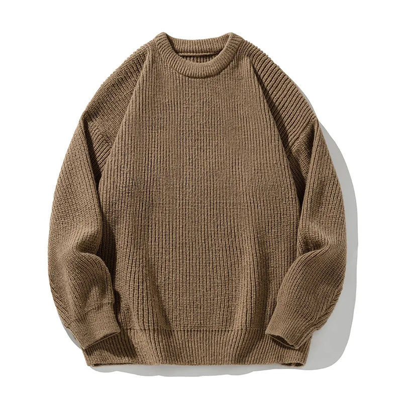 Suéter de Punto Grueso de 18 oz con Cuello Redondo para Hombre