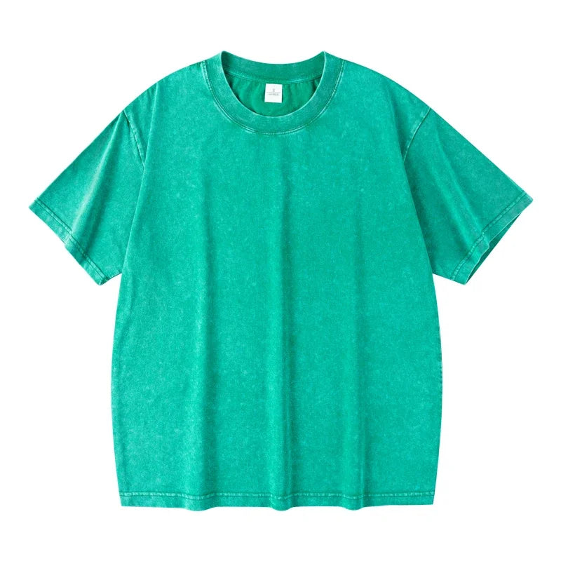 Camiseta Vintage Lavada de Algodón Unisex