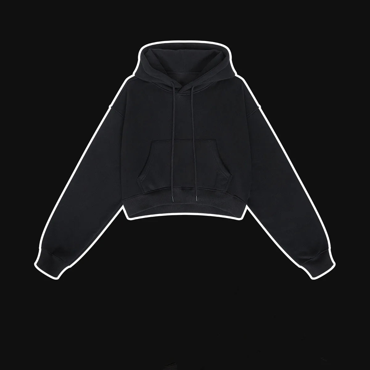 Sudadera Corta Mujer Capucha Cordón Bolsillo Canguro Manga Larga Casual Otoño Invierno