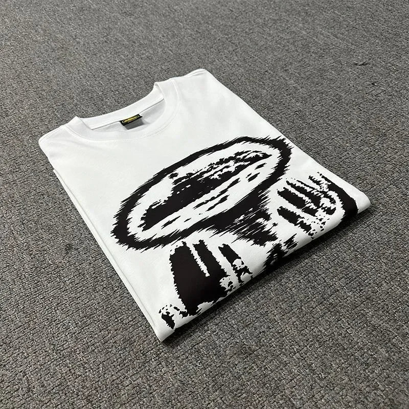 Camiseta Estampada Retro de Algodón para Hombre