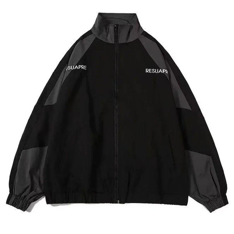 Chaqueta Universitaria Estilo Hip Hop con Parches de Algodón para Hombre