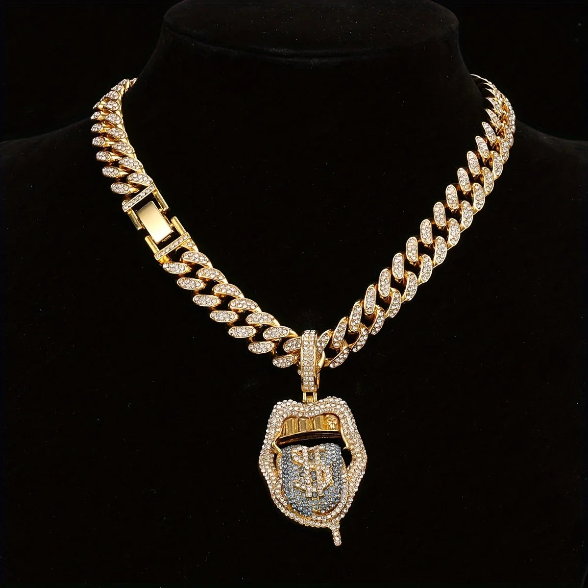 Collar Colgante Dólar Ice Out Chapado en Circonita Hip Hop Unisex