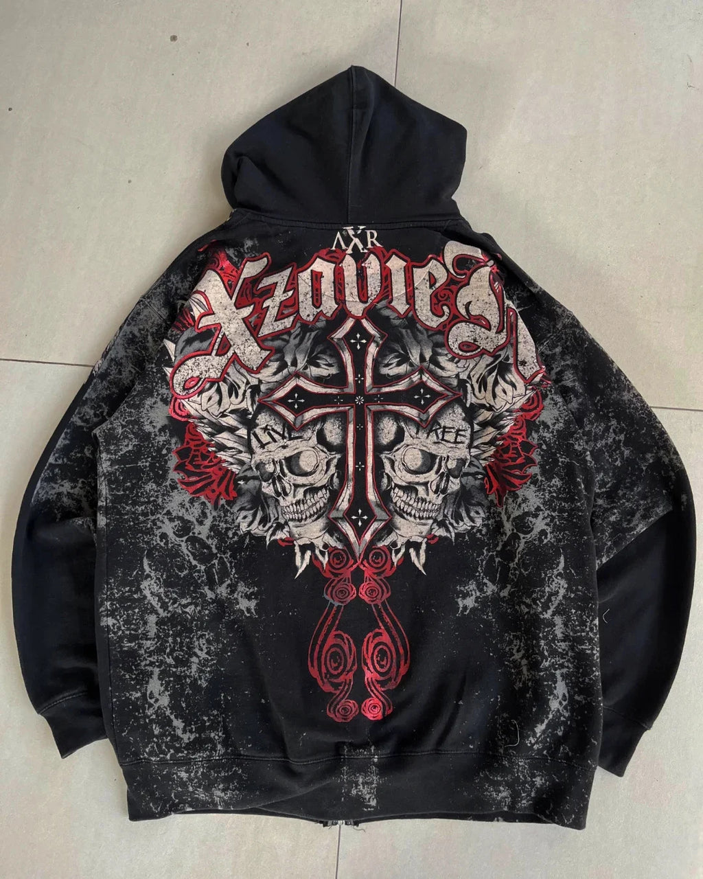 Sudadera con Capucha Y2K Estampado Explosiones Grafiti Hip Hop Cremallera Oversize Hombre