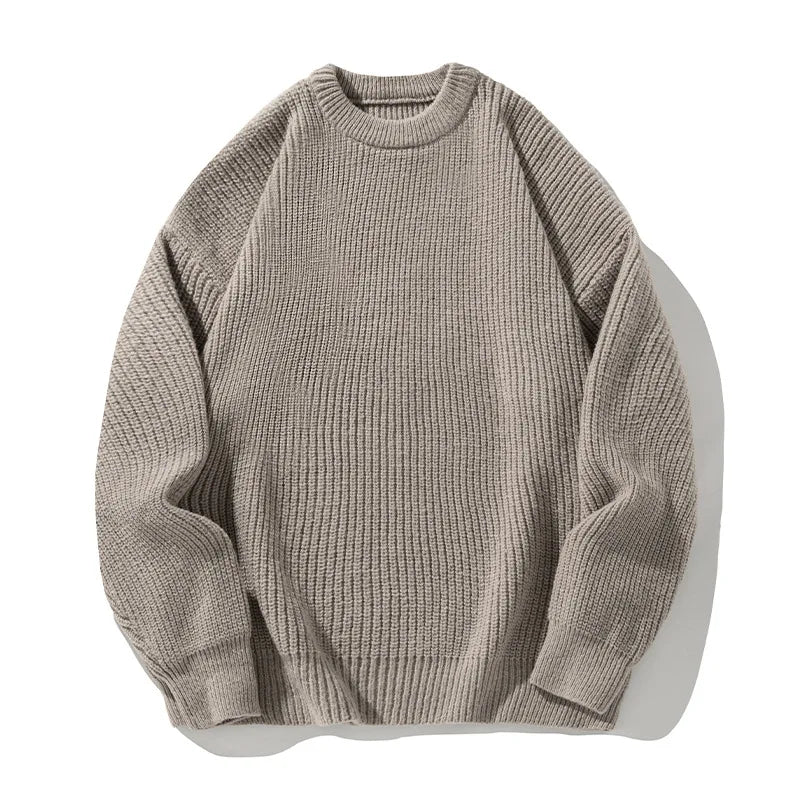Suéter de Punto Grueso de 18 oz con Cuello Redondo para Hombre