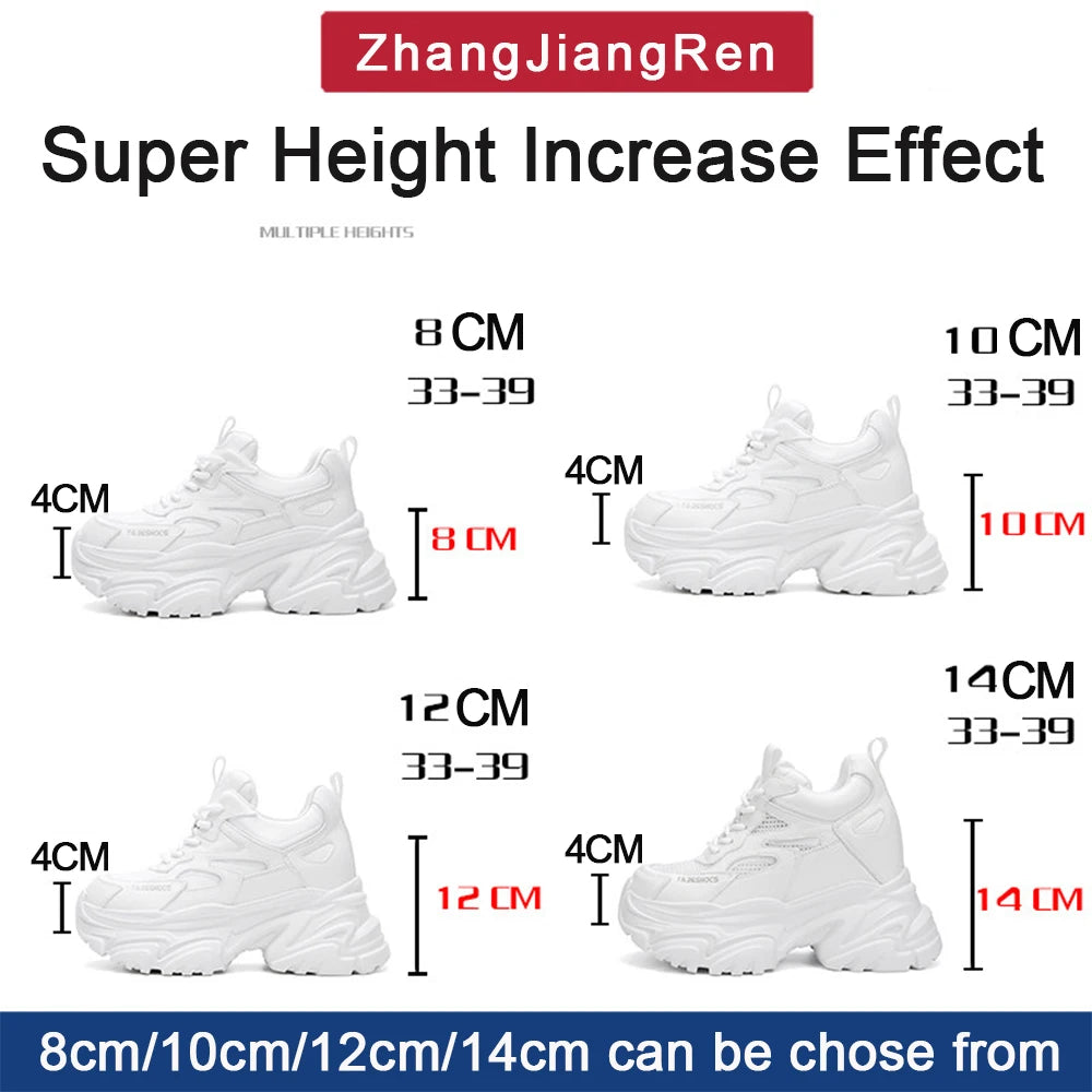 Zapatillas Chunky Mujer Piel Auténtica Plataforma Ligera Costura Altura Interna 8-14cm