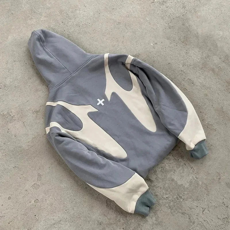 Sudadera con Cremallera Estampada de Diablo Estilo Retro Unisex