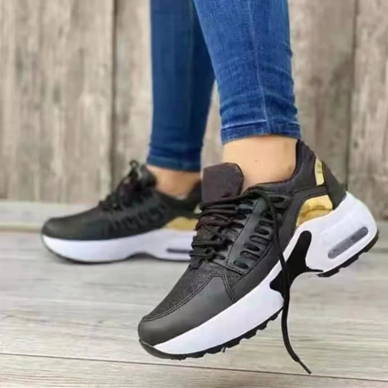 Zapatillas Deportivas Mujer Malla Transpirable Plataforma Cordones Casual Verano