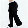 Pantalones Cargo Mujer Pierna Ancha Cintura Elástica Bolsillos Grandes Casual Y2K