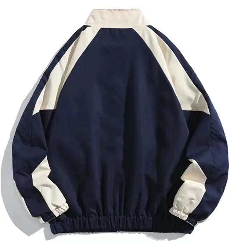 Chaqueta Universitaria Estilo Hip Hop con Parches de Algodón para Hombre