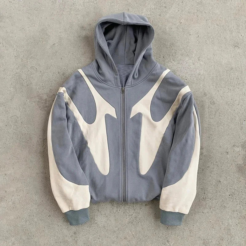 Sudadera con Cremallera Estampada de Diablo Estilo Retro Unisex