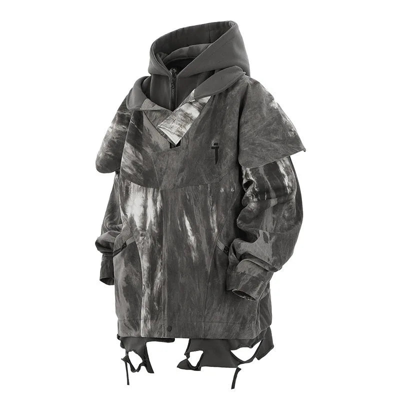 Chaqueta Cargo Táctica Techwear Efecto Dos Piezas Cortavientos Oversize Unisex