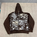 Sudadera con Capucha Y2K Estampado Explosiones Grafiti Hip Hop Cremallera Oversize Hombre