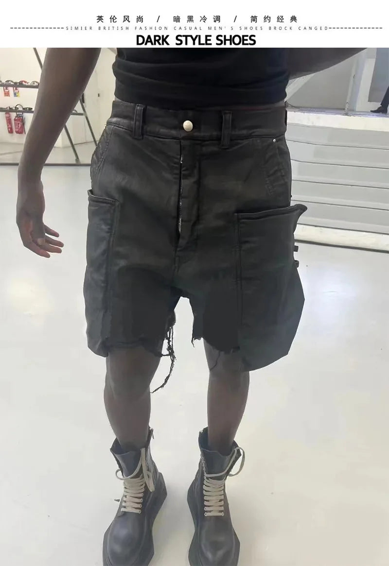 Botas de Cuero Hombre Plataforma Cordones Cremallera Tacón Alto Estilo Callejero