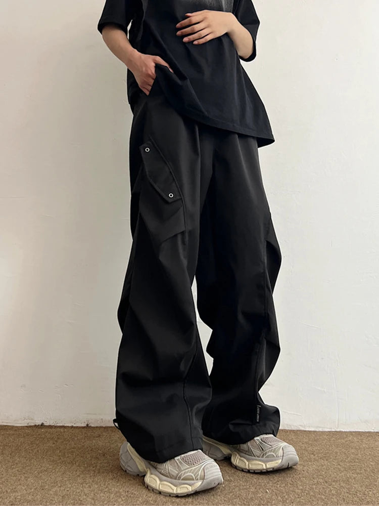 Pantalones Cargo Paracaídas Techwear Hombre Pierna Ancha Secado Rápido Streetwear Sueltos Oversize