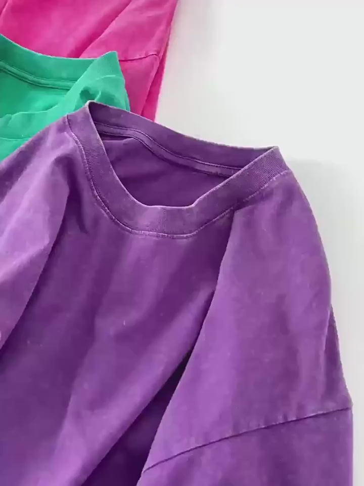 Camiseta Vintage Lavada de Algodón Unisex