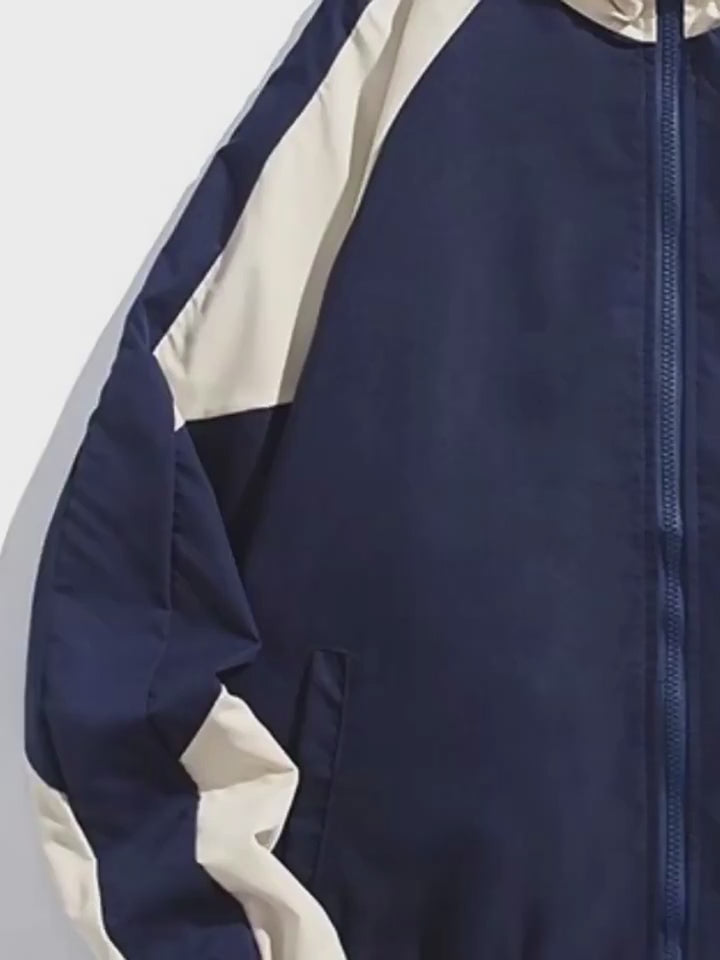 Chaqueta Universitaria Estilo Hip Hop con Parches de Algodón para Hombre